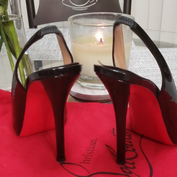 Louboutin black sling back peep toe heels - Picture 3 of 6
